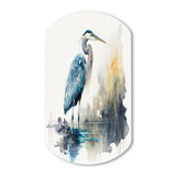 Cute Heron In A Lake Floral Art III - Asymmetric Metal Wall Art