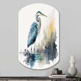 Cute Heron In A Lake Floral Art III - Asymmetric Metal Wall Art