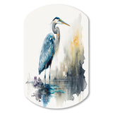 Cute Heron In A Lake Floral Art III - Asymmetric Metal Wall Art