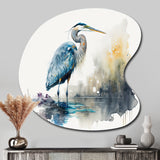 Cute Heron In A Lake Floral Art III - Asymmetric Metal Wall Art