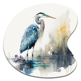 Cute Heron In A Lake Floral Art III - Asymmetric Metal Wall Art