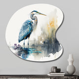 Cute Heron In A Lake Floral Art III - Asymmetric Metal Wall Art