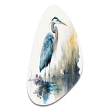 Cute Heron In A Lake Floral Art III - Asymmetric Metal Wall Art