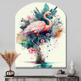 Cute Flamingos Floral Art III - Asymmetric Metal Wall Art