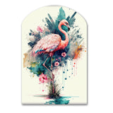 Cute Flamingos Floral Art III - Asymmetric Metal Wall Art