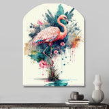 Cute Flamingos Floral Art III - Asymmetric Metal Wall Art