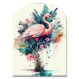 Cute Flamingos Floral Art III - Asymmetric Metal Wall Art