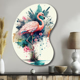 Cute Flamingos Floral Art III - Asymmetric Metal Wall Art