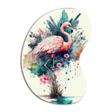 Cute Flamingos Floral Art III - Asymmetric Metal Wall Art