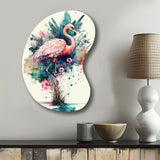 Cute Flamingos Floral Art III - Asymmetric Metal Wall Art