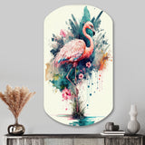 Cute Flamingos Floral Art III - Asymmetric Metal Wall Art