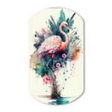 Cute Flamingos Floral Art III - Asymmetric Metal Wall Art