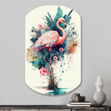 Cute Flamingos Floral Art III - Asymmetric Metal Wall Art