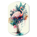 Cute Flamingos Floral Art III - Asymmetric Metal Wall Art