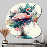 Cute Flamingos Floral Art III - Asymmetric Metal Wall Art