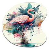 Cute Flamingos Floral Art III - Asymmetric Metal Wall Art