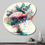 Cute Flamingos Floral Art III - Asymmetric Metal Wall Art