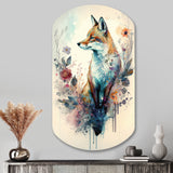 Cute Fox Floral Art III - Asymmetric Metal Wall Art