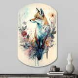 Cute Fox Floral Art III - Asymmetric Metal Wall Art