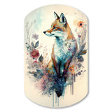 Cute Fox Floral Art III - Asymmetric Metal Wall Art