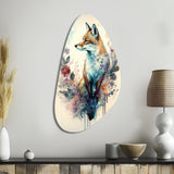 Cute Fox Floral Art III - Asymmetric Metal Wall Art