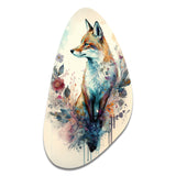 Cute Fox Floral Art III - Asymmetric Metal Wall Art