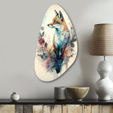 Cute Fox Floral Art III - Asymmetric Metal Wall Art