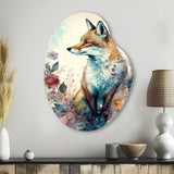 Cute Fox Floral Art III - Asymmetric Metal Wall Art