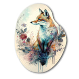 Cute Fox Floral Art III - Asymmetric Metal Wall Art