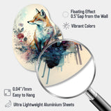 Cute Fox Floral Art III - Asymmetric Metal Wall Art