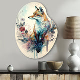 Cute Fox Floral Art III - Asymmetric Metal Wall Art