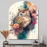 Cute Owls Floral Art II - Asymmetric Metal Wall Art