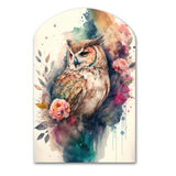 Cute Owls Floral Art II - Asymmetric Metal Wall Art