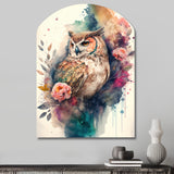 Cute Owls Floral Art II - Asymmetric Metal Wall Art