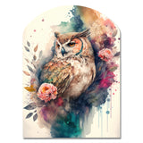 Cute Owls Floral Art II - Asymmetric Metal Wall Art