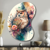 Cute Owls Floral Art II - Asymmetric Metal Wall Art