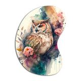 Cute Owls Floral Art II - Asymmetric Metal Wall Art