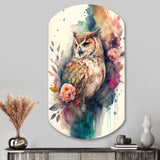 Cute Owls Floral Art II - Asymmetric Metal Wall Art