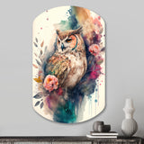 Cute Owls Floral Art II - Asymmetric Metal Wall Art