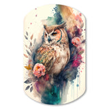 Cute Owls Floral Art II - Asymmetric Metal Wall Art