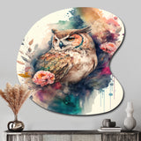 Cute Owls Floral Art II - Asymmetric Metal Wall Art