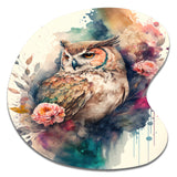 Cute Owls Floral Art II - Asymmetric Metal Wall Art