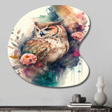 Cute Owls Floral Art II - Asymmetric Metal Wall Art