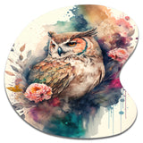 Cute Owls Floral Art II - Asymmetric Metal Wall Art