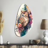 Cute Owls Floral Art II - Asymmetric Metal Wall Art