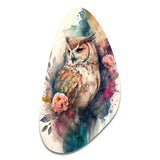 Cute Owls Floral Art II - Asymmetric Metal Wall Art