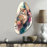 Cute Owls Floral Art II - Asymmetric Metal Wall Art