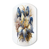 Gold And Blue Lily Bouquet III - Asymmetric Metal Wall Art