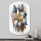 Gold And Blue Lily Bouquet III - Asymmetric Metal Wall Art