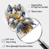 Gold And Blue Lily Bouquet III - Asymmetric Metal Wall Art